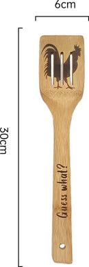 5-Delige Premium Bamboe kookgerei Set – Krasvrij & Hittebestendig met Unieke Kip Design