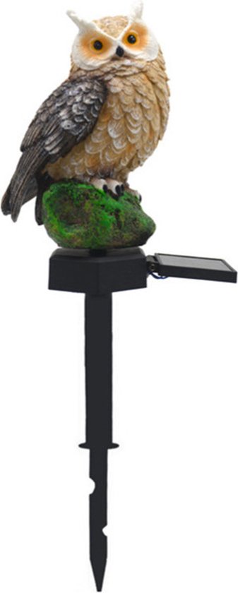 Betoverende Bruine Uilenlamp op Zonne-energie voor uw Buitenruimte-buiten lamp - fakkel-Duurzaam en Decoratief 13,5*7*43cm