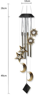 Zonne-maanwindgong met ronde buis Zon, maan en sterwindgong