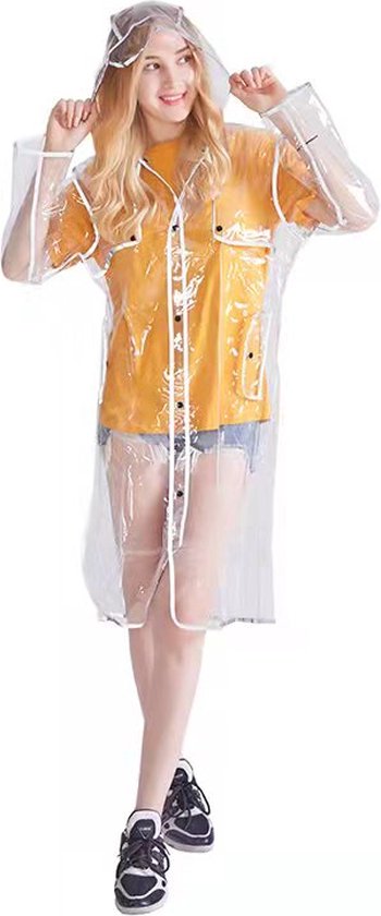 Transparante Regenjas met Capuchon - Reflecterende Rand - Waterafstotend - EVA - One Size