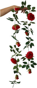 2x Rode rozen slinger 145cm - Kunstbloemen voor Bruiloft