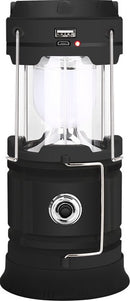 Xtraworks Solar LED Campinglamp - IPX45 - USB-lader & powerbank - mat zwart