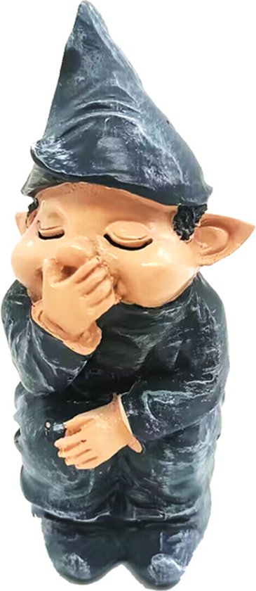 ondeugende tuinkabouter die zijn behoefte doet- verfijnd ontwerp-tuindecoratie 6x5x12cm