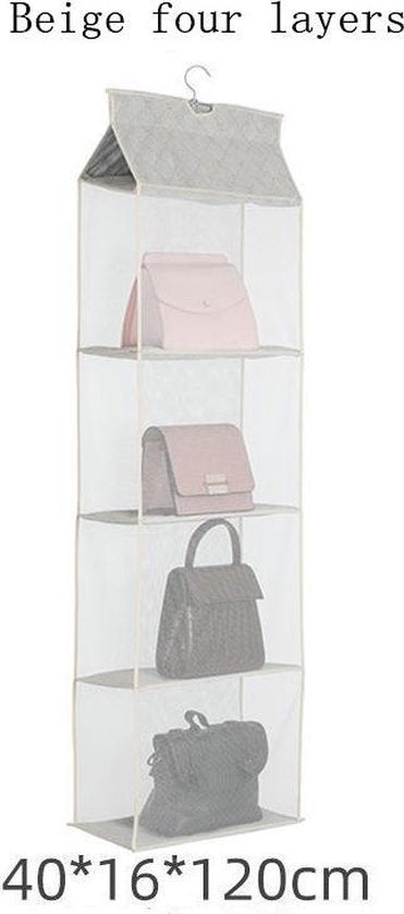 TDR - Hangende Garderobe Organizer - Opbergruimte - 4 Lagen  - beige