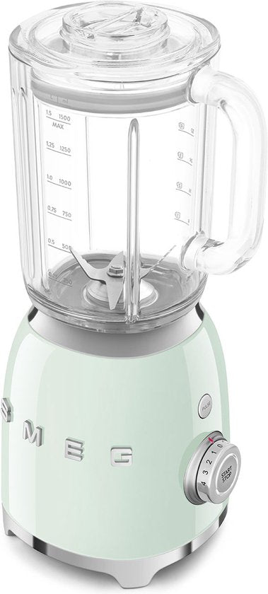 SMEG BLF03PGEU Blender - Smoothie Blender - 800W - 1,5L Tritan™ Kan - 4 Snelheden - Ice Crush & Smoothie Functie - '50s Style - Watergroen