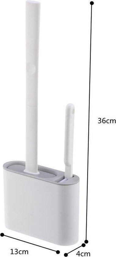 2x Antibacteriële Siliconen WC-borstel Set met Houder - Grij