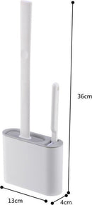 2x Antibacteriële Siliconen WC-borstel Set met Houder - Grij