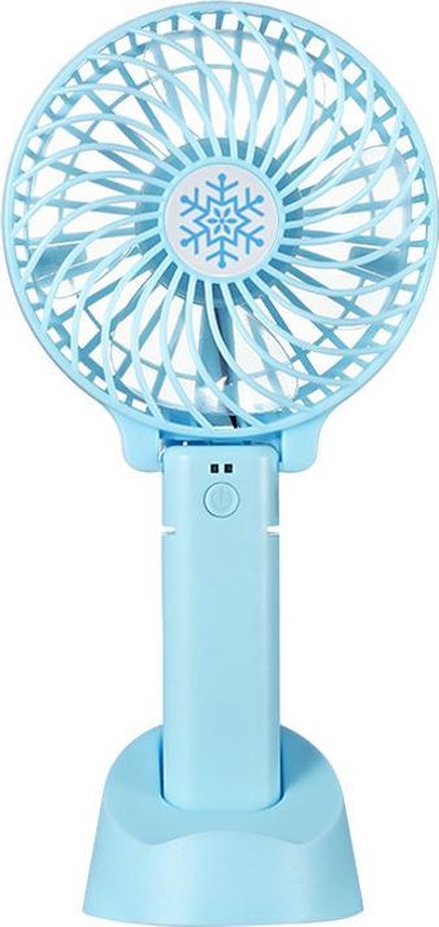 TDR - Draagbare Ventilator - oplaadbaar met USB - kan mobiel op voet plaatsen - perfect voor op op reis, buiten met warm weer - Blauw
