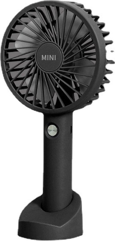Draagbare Ventilator - oplaadbaar met USB - kan mobiel op voet plaatsen - perfect voor op op reis, buiten met warm weer - zwart