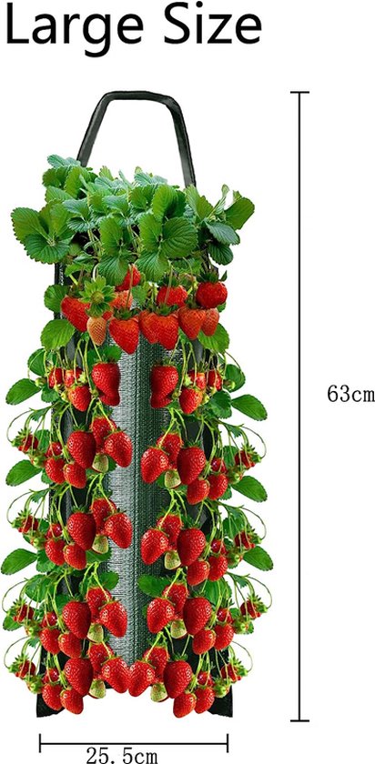 2 stuks Hangende Aardbeienzakjes Groen - Ruimtebesparend en Duurzaam - 10 Poorten