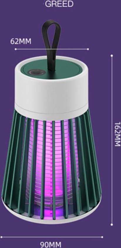 Electrische muggenlamp - UV Lamp - draagbaar - geen fel licht - vrijwel geruisloos - Groen