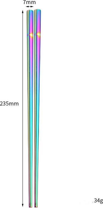 TDR - Roestvrijstalen servies eetstokjes vierkante eetstokjes-Rainbow-Chinese Eetstokjes -5paar