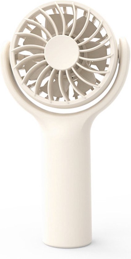 Draagbare Handventilator met grote capaciteit en Krachtige Windkracht-USB Oplaadbaar- Perfect voor Onderweg - 3 Snelheidsniveaus -wit-75 x40 x 140 mm