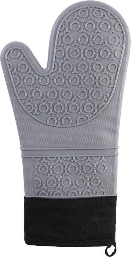 Siliconen ovenwanten 1 paars(2 stuks) met Zachte Katoenen Voering- hittebestendig tot 260 °C anti-slip lange bakhandschoenen voor koken bakken-lichtgrijs