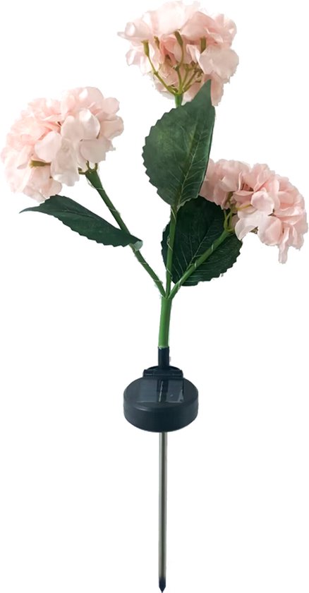 Hortensia Zonne-energie Terraslamp met Sensor - Roze