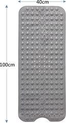 Verlengde PVC Antislip Badmat-Stevige Zuignappen - Duurzaam en Gemakkelijk te Reinigen100*40CM-grijs