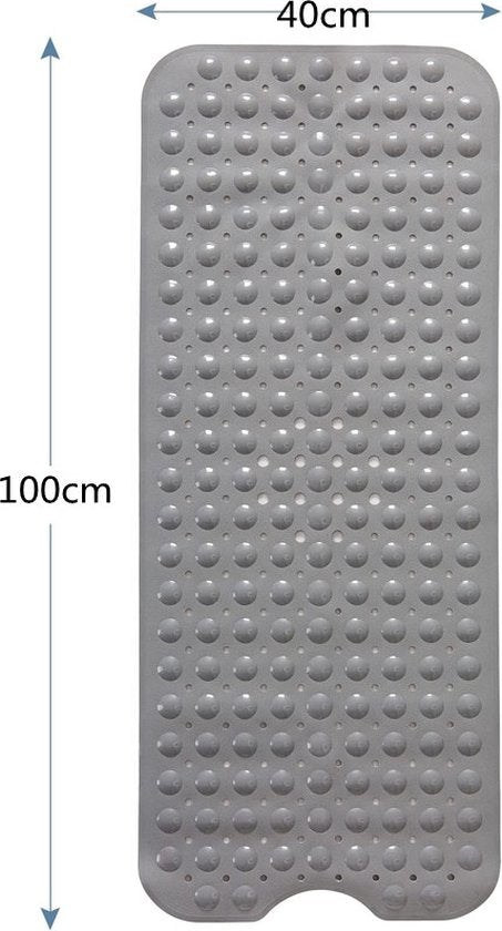 Verlengde PVC Antislip Badmat-Stevige Zuignappen - Duurzaam en Gemakkelijk te Reinigen100*40CM-grijs