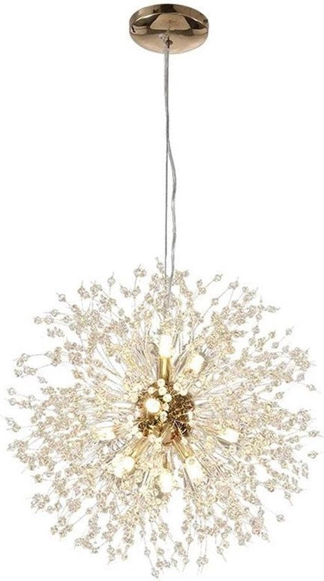Xtraworks - Vuurwerk / Paardenbloem Kroonluchter - Goudkleurig - 50cm - Inclusief lamp peertjes / gloelampen