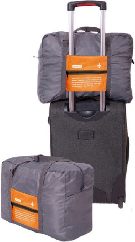 2 Stuks Draagbare opvouwbare opbergtas -Handbagage Reistas-Grote capaciteit 32Liter-oranje