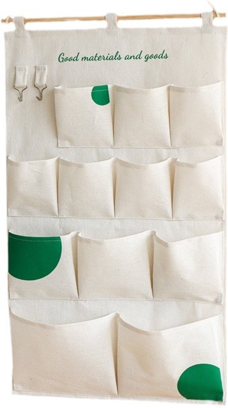 Multifunctionele Hangende Opbergtas – 12 Vakken – Katoenen Wandorganizer (45 × 74 cm)