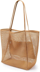 Strandtas Mesh Net Handtas Dames Schoudertas Bruin