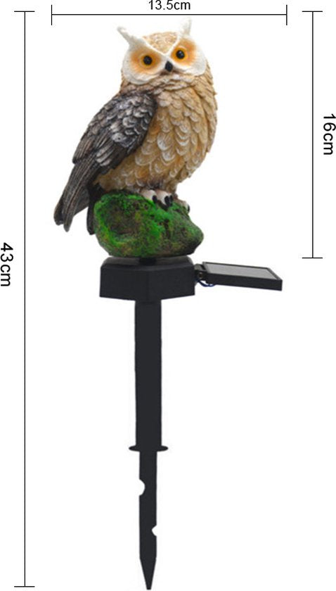 Betoverende Bruine Uilenlamp op Zonne-energie voor uw Buitenruimte-buiten lamp - fakkel-Duurzaam en Decoratief 13,5*7*43cm