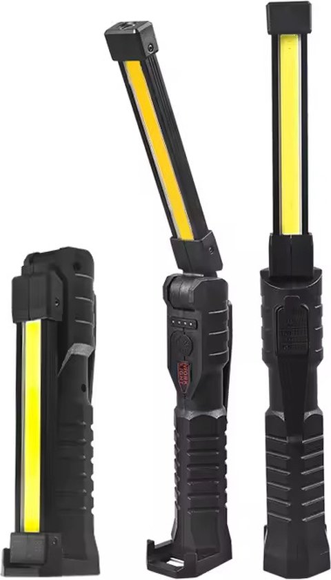 Oplaadbare Multifunctionele LED Werklamp met Sterke Magneet en Haak –bureaulamp- Ideaal voor Werk en Noodsituaties-zwart