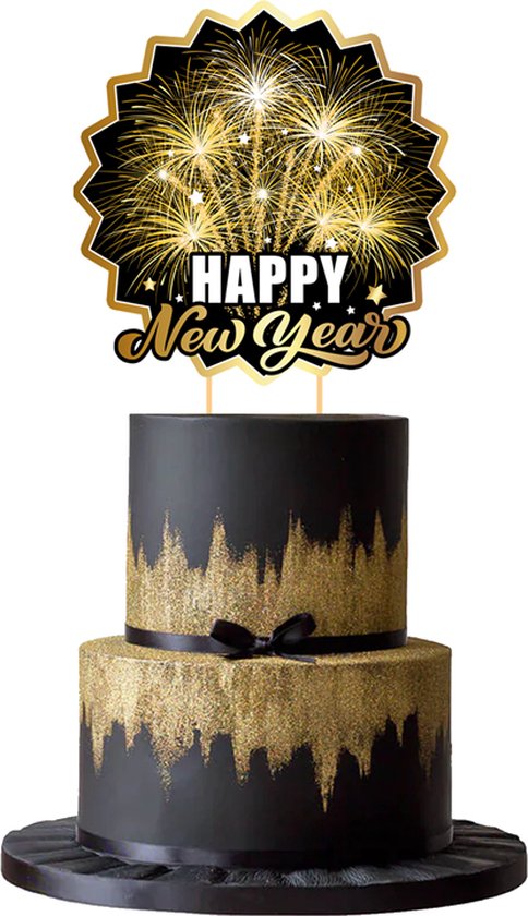 52 delig Happy New Year Versiering-Oud en Nieuw Feest Decoratieset-Zwart Goud Zilver