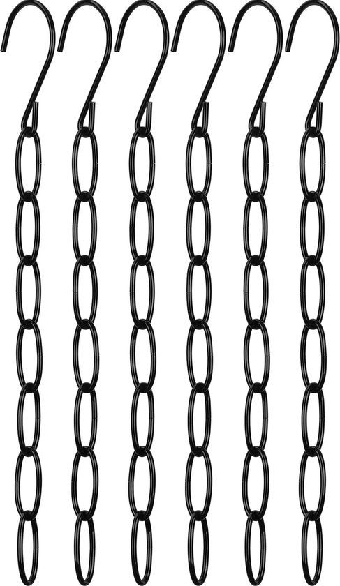 10 Kledinghangers met Metalen Ketting - Zwart