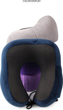 Ergonomisch nekkussen voor comfortabele reizen + opbergtas + oordopjes + oogmasker-marineblauw