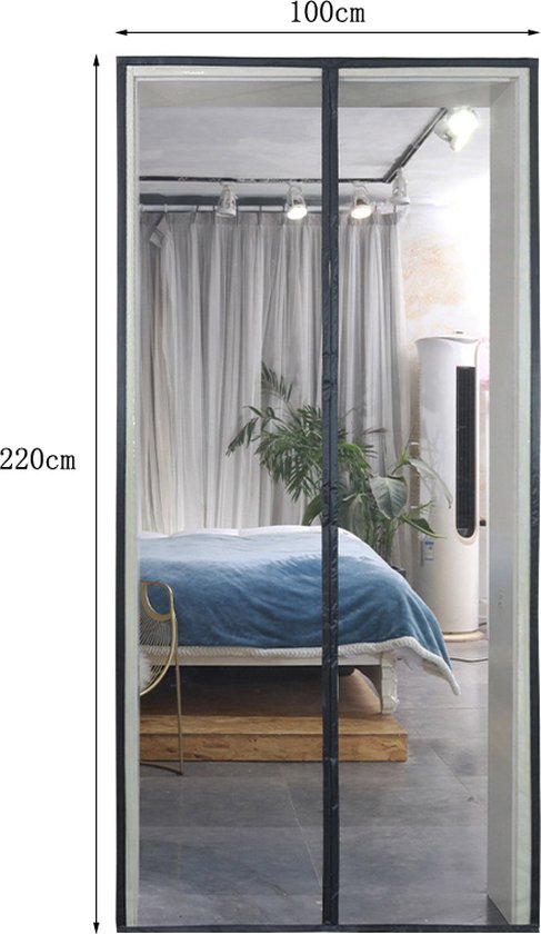 Magnetisch Anti-muggenhor Zomer Serie - Deurhor - Breed Klittenband - Duurzaam Glasvezel - Rookbestendig-100x220cm- Zwart