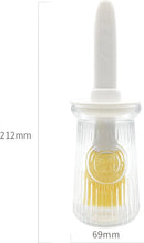 2 stuks oliefles met siliconen borstel, hittebestendig, wit