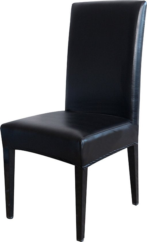 2 Stuks Stoelhoezen Eetkamerstoelen Stretch- imitatie leer-Waterdicht- Zwart