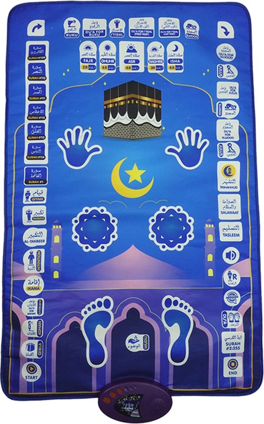 Interactieve Educatieve Gebedsmat - Islamitisch Blauw 111x71