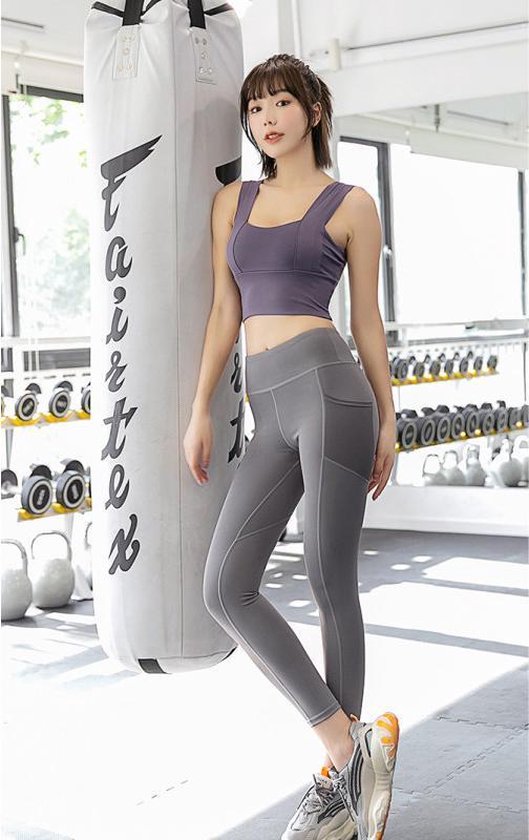 Fitness Legging Dames Yoga Broek Grijs XL