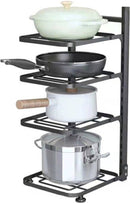 4 Lagen Verstelbaar Pannenrek van Premium Koolstofstaal - Ruimtebesparend, Multifunctioneel & Stevig - Perfect voor Potten, Pannen & Keukengerei-zwart