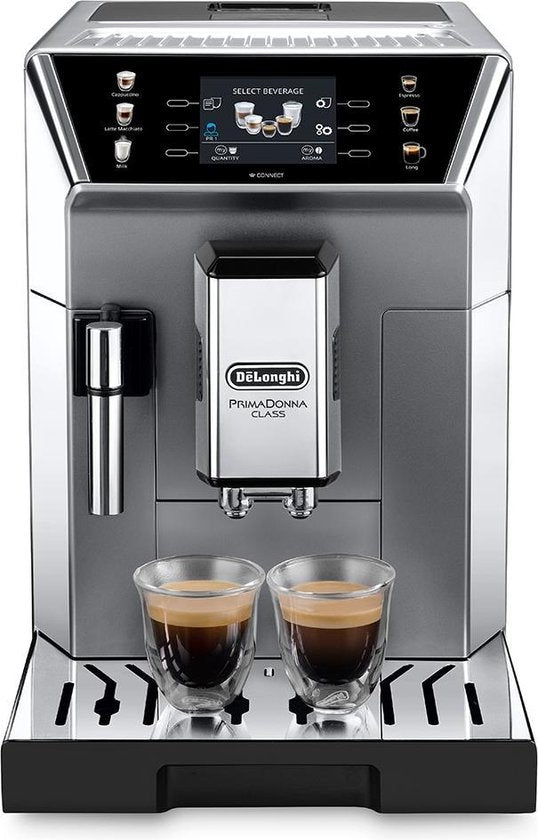 De'Longhi PrimaDonna Class - ECAM550.85.MS - Volautomatische koffiemachine - Tank 2L - 2 gelijktijdige kopjes - Bonenreservoir 400 gr - Metaal en zwart