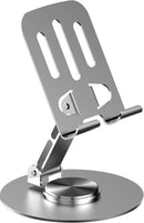 2 stuks Premium Metalen Telefoon- en Tablethouder - 360° Draaibaar & 180° Verstelbaar-Ideaal voor Kantoor en Thuis-grijs