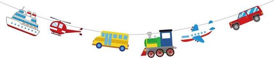 45 delig verjaardagset - Thema: Vervoer (Boot, Helikopter, Bus, Trein, Vliegtuig,  Auto) - Versiering voor feestjes, verjaardag
