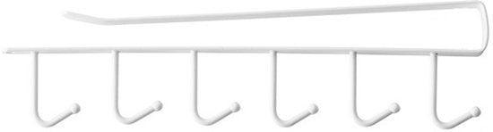 Keukenhaak Onder Plank – Set van 4 – Metaal – Zwart – 6 Haken – Ophangrek voor Keukengerei, Mok, Handdoek – 26cm
