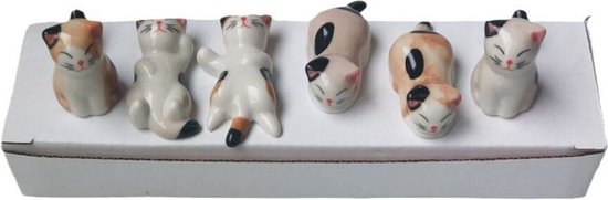 6x Keramische Kat Eetstokjeshouders – Vaatwasserbestendig – Schattige Chopstick Rests
