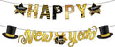 52 delig Happy New Year Versiering-Oud en Nieuw Feest Decoratieset-Zwart Goud Zilver