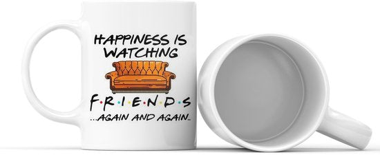 Friends mok wit keramiek - Happiness is Watching - Cadeau