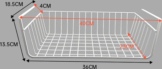 2stuks Multifunctionele Hangmand - Extra Opbergruimte voor Onder Planken 40*23*13.5cm-wit