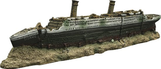 Aquarium decoratie -gezonken schip Titanic - Realistische hars ornamenten voor vistank landschapsarchitectuur - Duurzaam en stabiel - Ideaal voor zoet- en zoutwateraquaria