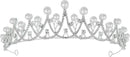 Luxe Zilveren Tiara met Witte Parels en Kristallen