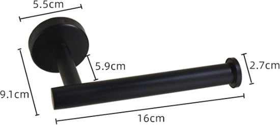 Luxe Roestvrijstalen Toiletrolhouder - Zwart Modern Design