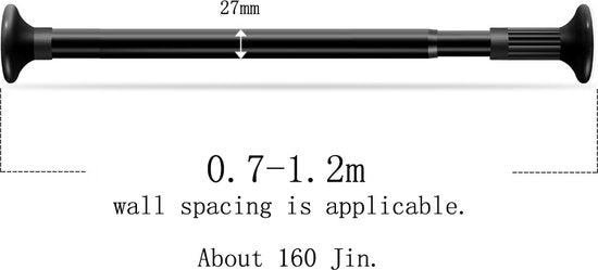 Multifunctionele Uitschuifbare Stang Zonder Boren - Garderobestang-douchegordijnstang-70 tot 120 cm - Tot 160 KG Draagkracht-zwart