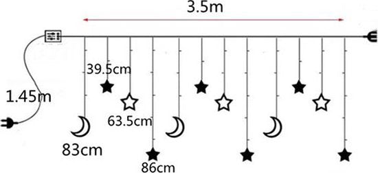 LED Sterren- en Sneeuwvloklichtgordijn - 3,5 Meter - Warme Kerstverlichting voor Binnen & Buiten - Betoverende Kerstdecoratie - 8 Verlichtingsmodi - Warm Wit