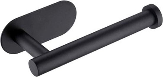 Toiletrolhouder RVS Zelfklevend Zwart - Geen Boren